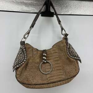 Blue Elegance Faux Croc Embossed Bling Rhinestones & Silver Snake Shoulder Bag
